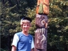 Rossie by a totem pole in Arizona