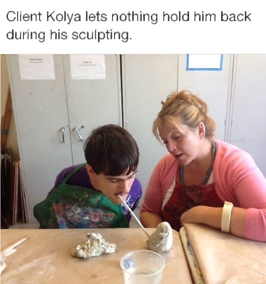 Koyla shaping clay sculpture